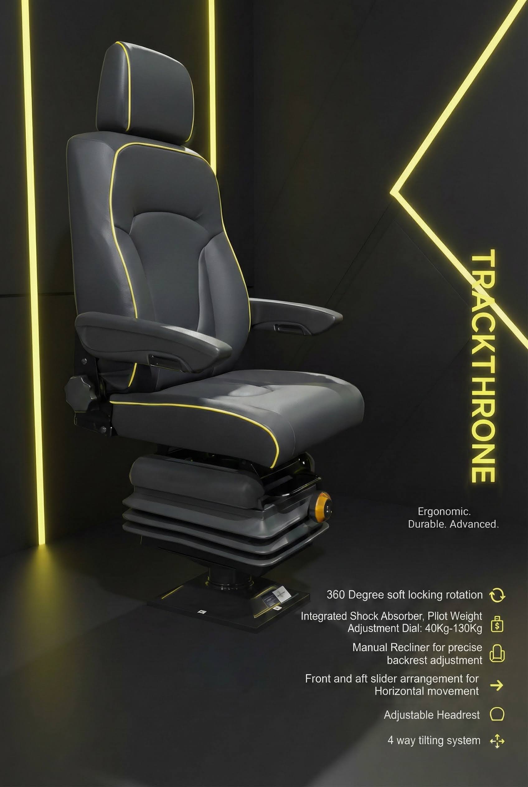 TrackThrone — Ironthrone's railway operator seat, with feature callouts